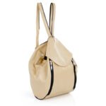 Plecak damski skórzany beżowy jasny - z przodu