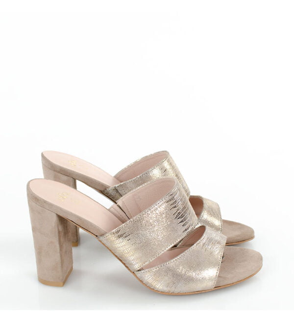 GASSU Klapki LUNA - Złote klapki na słupku - bokiem