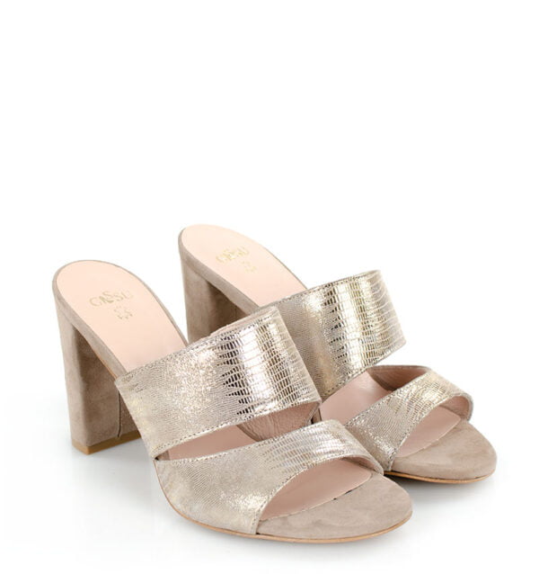 GASSU Klapki LUNA - Złote klapki na słupku - po skosie