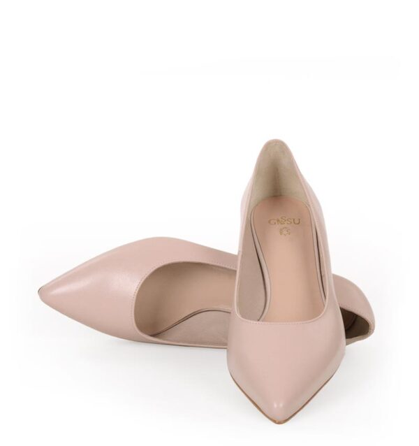 GASSU Czółenka JESSICA pudrowy róż licowa skóra kaczuszki - z przodu