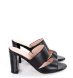 GASSU Klapki LUNA - Czarne klapki na słupku - bokiem