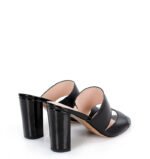 GASSU Klapki LUNA - Czarne klapki na słupku - po skosie