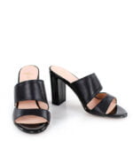 GASSU Klapki LUNA - Czarne klapki na słupku - z przodu