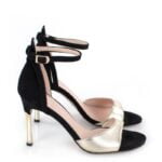 GASSU Sandałki MEGAN złoto-czarne szpilki - bokiem