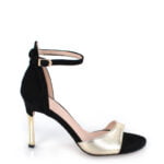 GASSU Sandałki MEGAN złoto-czarne szpilki - bokiem