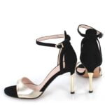 GASSU Sandałki MEGAN złoto-czarne szpilki - z tyłu