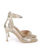 GASSU Sandałki MEGAN jasno złote szpilki z motywem skóry jaszczurki - bokiem