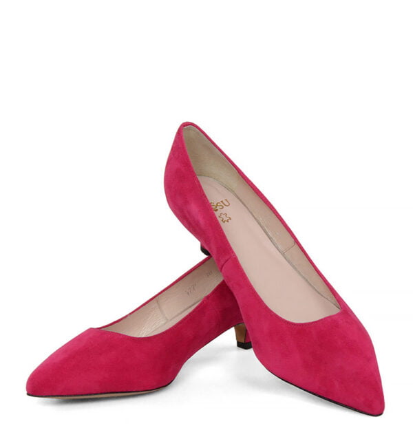 GASSU Czółenka JESSICA różowe zamszowa skóra niski obcas - z przodu