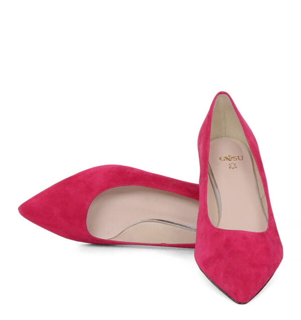 GASSU Czółenka JESSICA różowe zamszowa skóra niski obcas - z przodu