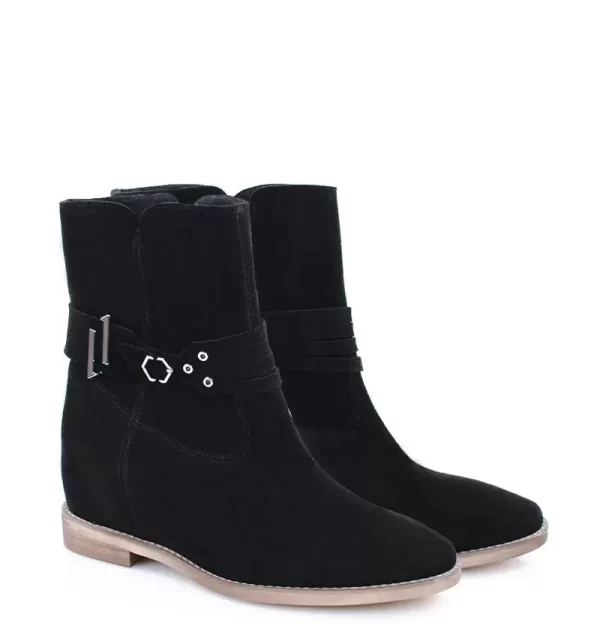 amber2-black GASSU Botki czarne AMBER ukryty obcas - po skosie