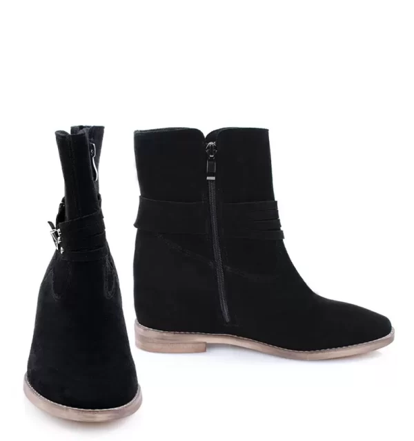 amber3-black GASSU Botki czarne AMBER ukryty obcas - z przodu