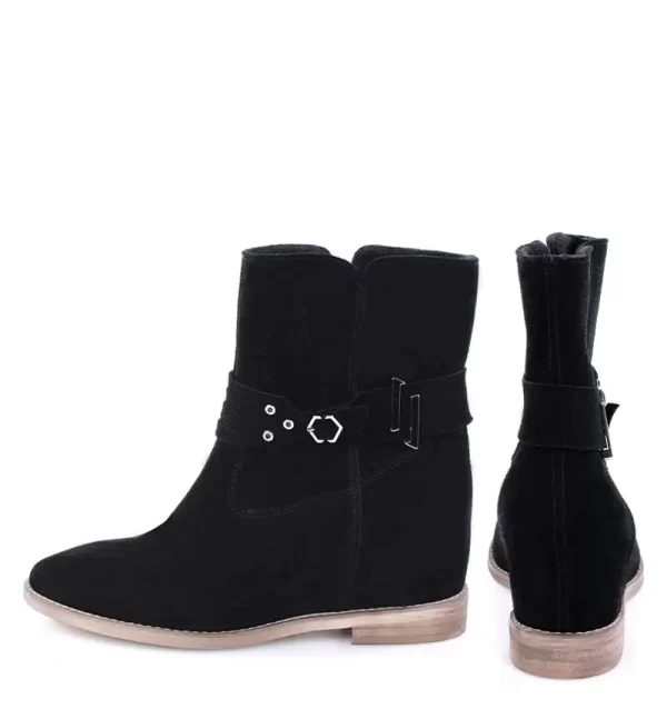 amber4-black GASSU Botki czarne AMBER ukryty obcas - z tyłu