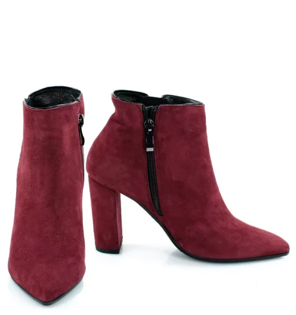 GASSU Botki FRANCES bordowe na obcasie - z przodu