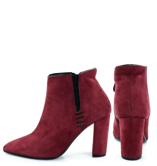GASSU Botki FRANCES bordowe na obcasie - z tyłu