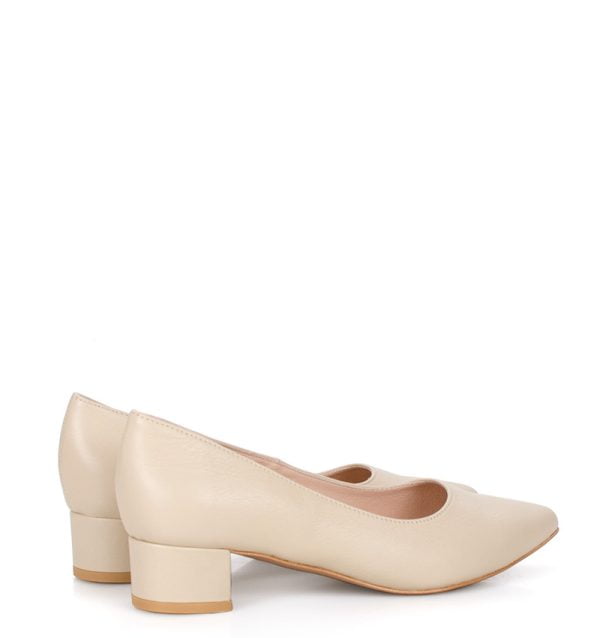 GASSU Czółenka WERONICA beżowe licowe niski obcas - obrazek 4