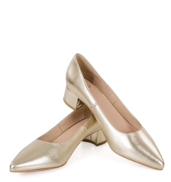 GASSU Czółenka WERONICA złote niski obcas - obrazek 6