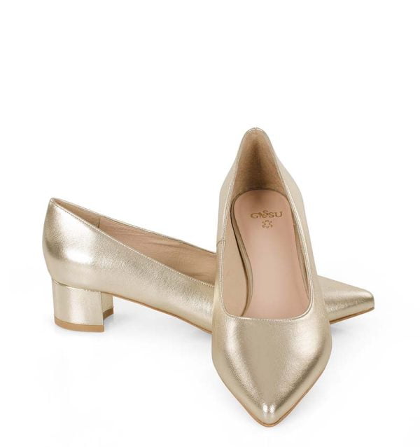 GASSU Czółenka WERONICA złote niski obcas - obrazek 5