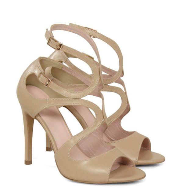 GASSU Sandałki beżowe SANNE lico wysoko zapinane - obrazek 3