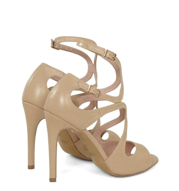 GASSU Sandałki beżowe SANNE lico wysoko zapinane - obrazek 5