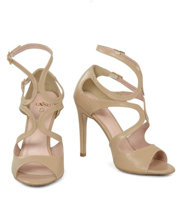 GASSU Sandałki beżowe SANNE lico wysoko zapinane - obrazek 2