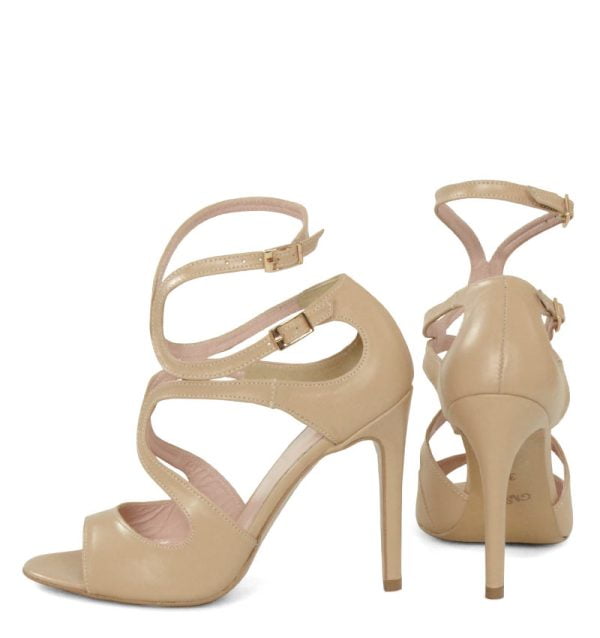 GASSU Sandałki beżowe SANNE lico wysoko zapinane - obrazek 4