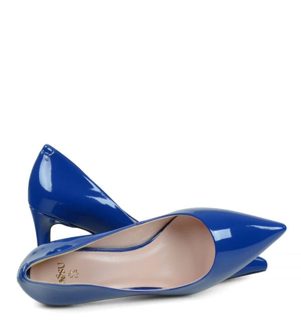 GASSU Czółenka RIKO niebieskie lakierki średnia szpilka - obrazek 3